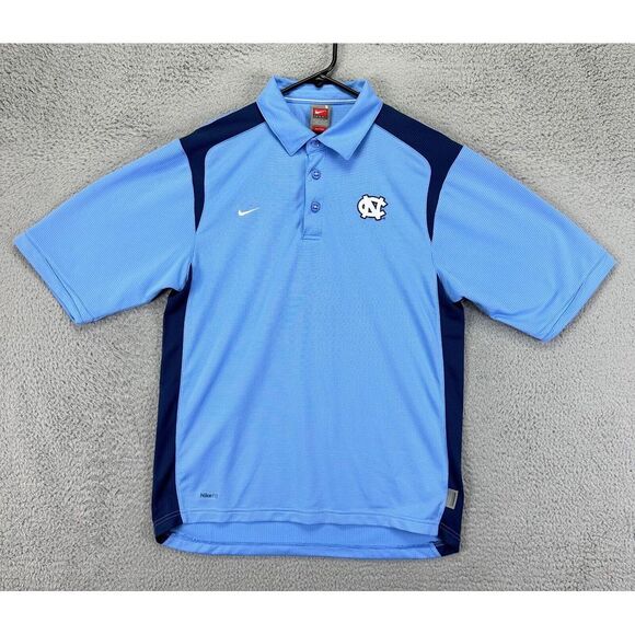 VINTAGE North Carolina Tarheels Polo Shirt Mens Small Dri-Fit Blue Rugby Nike